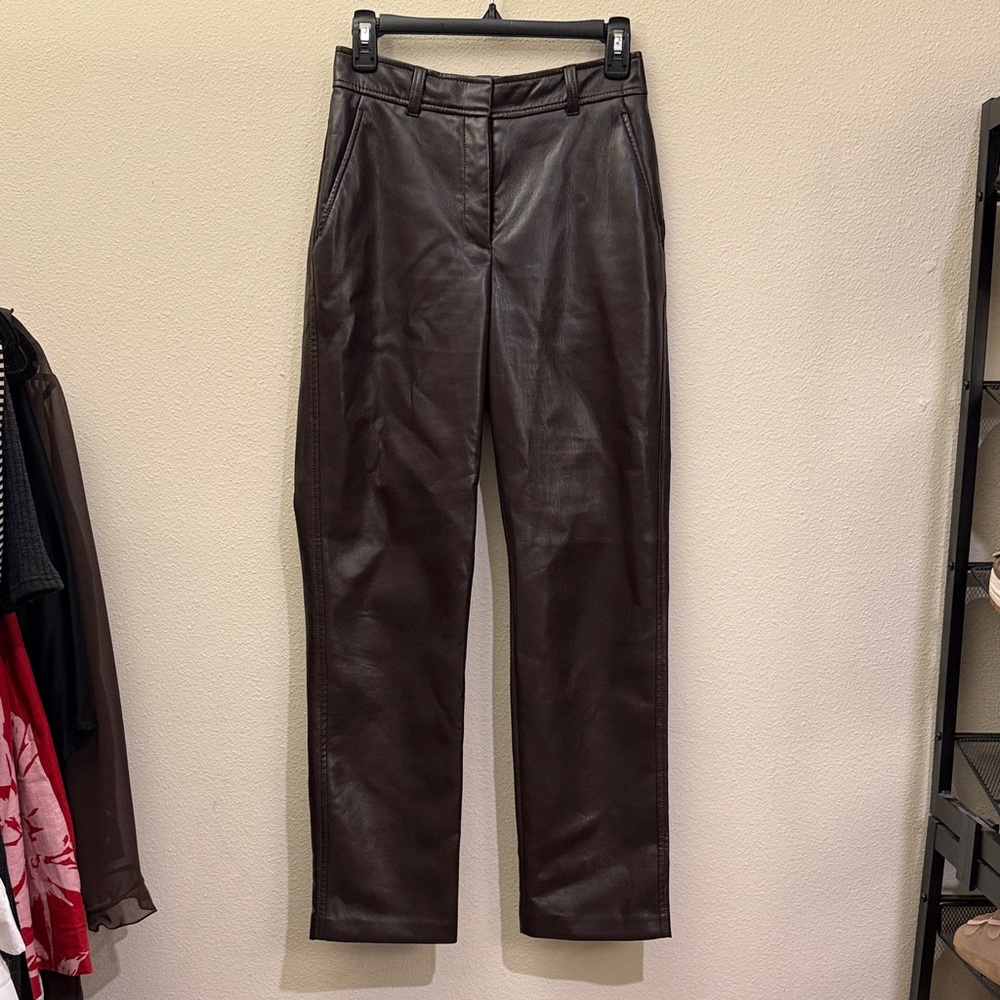 Aritzia Brown vegan Leather Pants